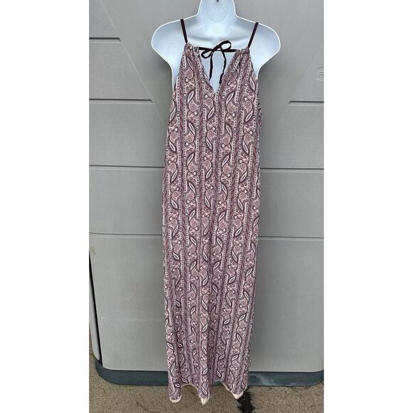 Chaser Women’s Maroon Paisley Print Maxi Slip Dress Open Back Hi-Low Sz M NWT - Picture 5 of 10